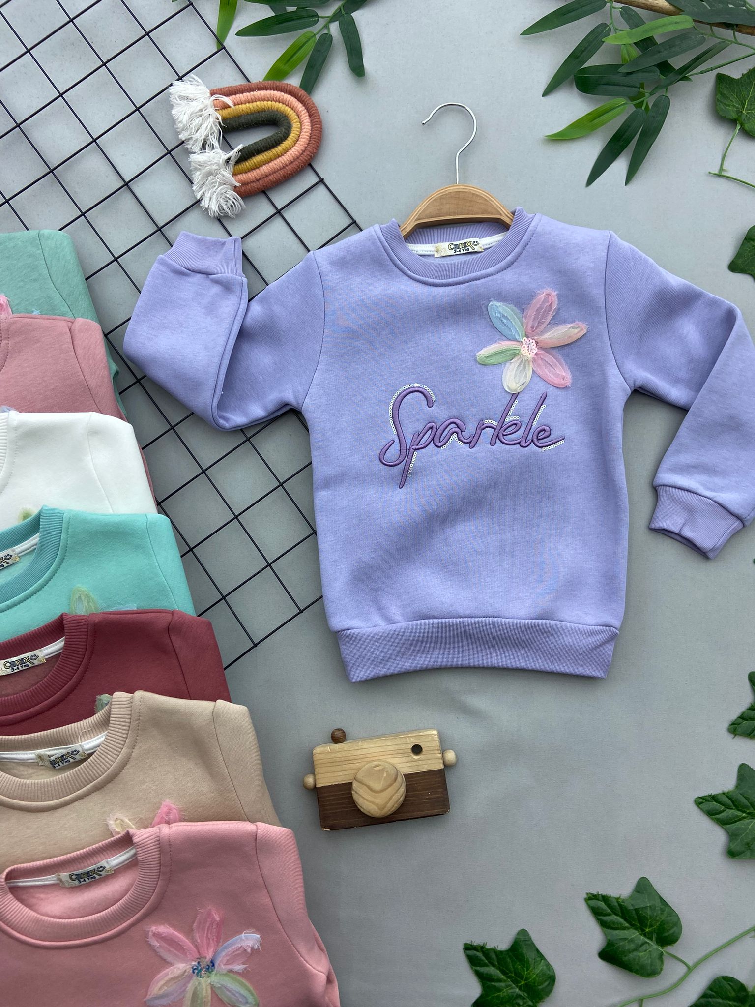 CICEK DETAYLI KIZ COCUK SWEATSHIRT