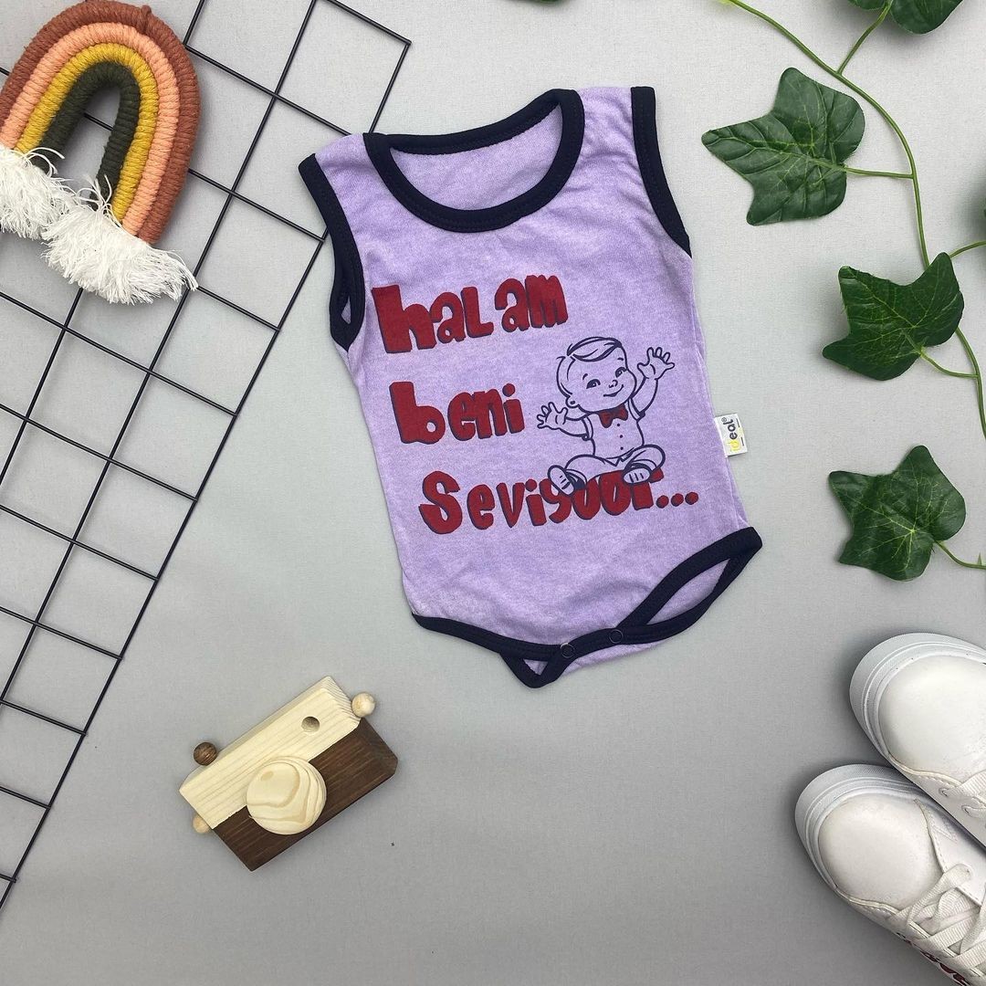 BENİ SEVİYOR YAZILI UNISEX BEBEK ATLET