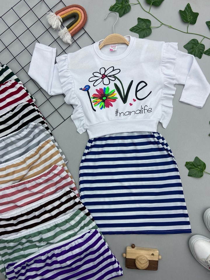 ⭐ LOVE YAZILI 2'Lİ KIZ ÇOCUK ELBİSE