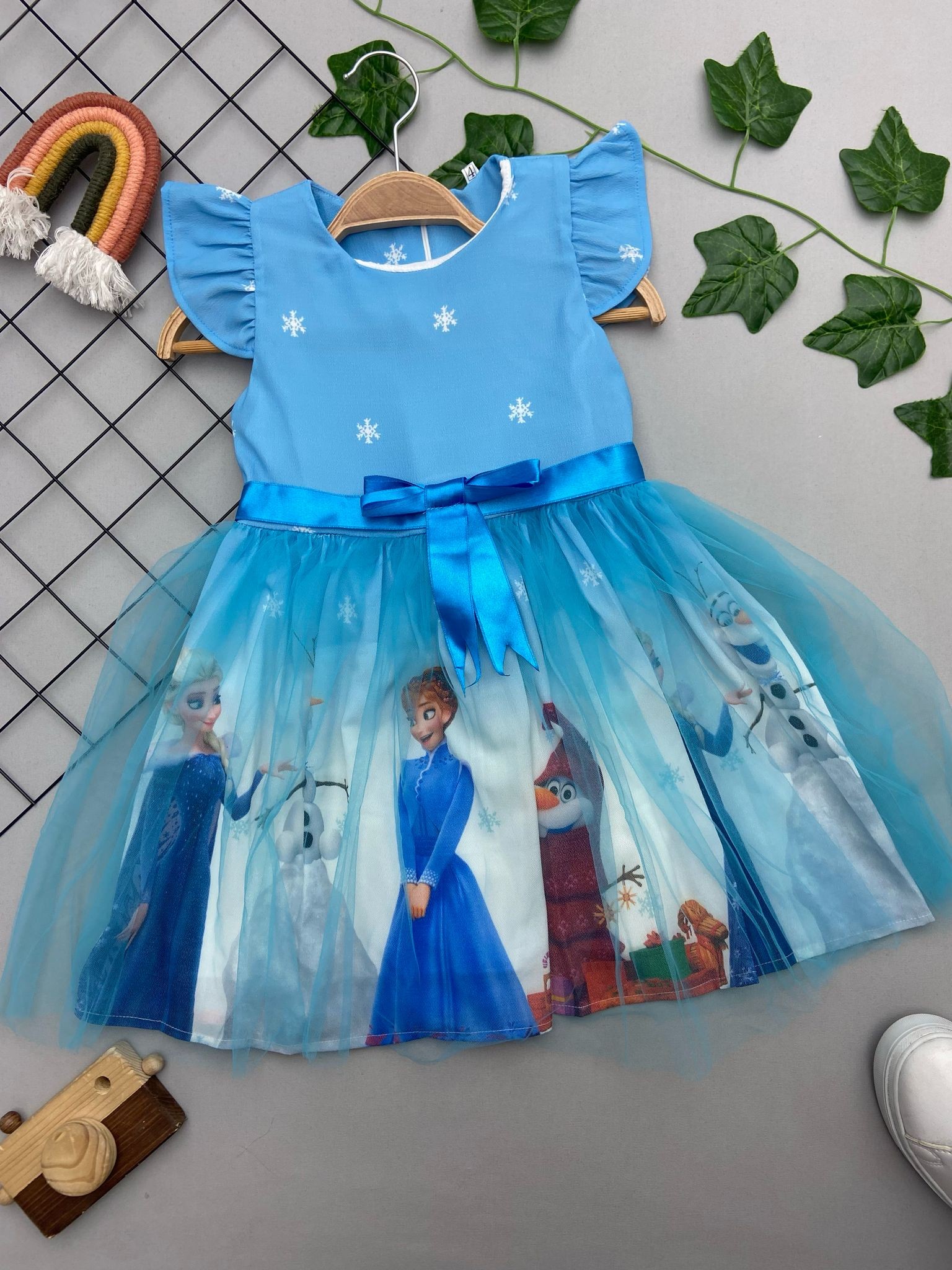 ELSA BASKILI KIZ COCUK ELBISE