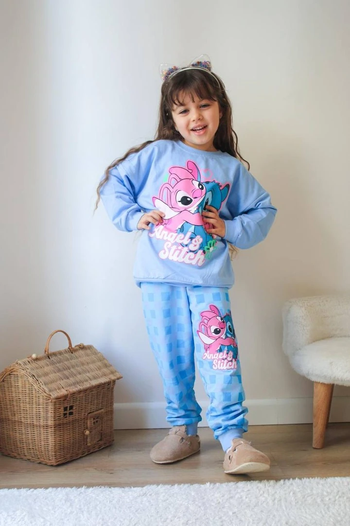 ⭐ ANGEL&STİTCH YAZILI KIZ ÇOCUK TAKIM