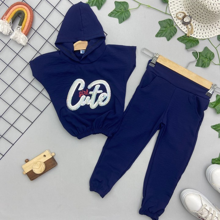 CUTE YAZILI KIZ ÇOCUK TAKIM