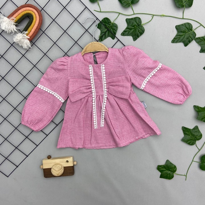 ⭐ BÜYÜK KURDALE DETAYLI KIZ BEBEK ELBİSE