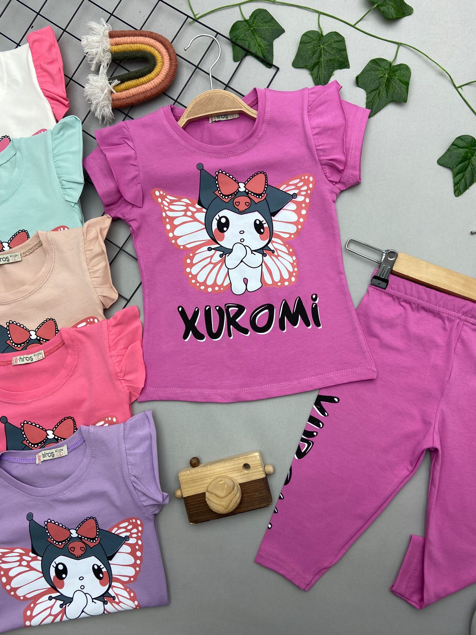KUROMI KOL FIRFIR DETAYLI KIZ ÇOCUK TAKIM
