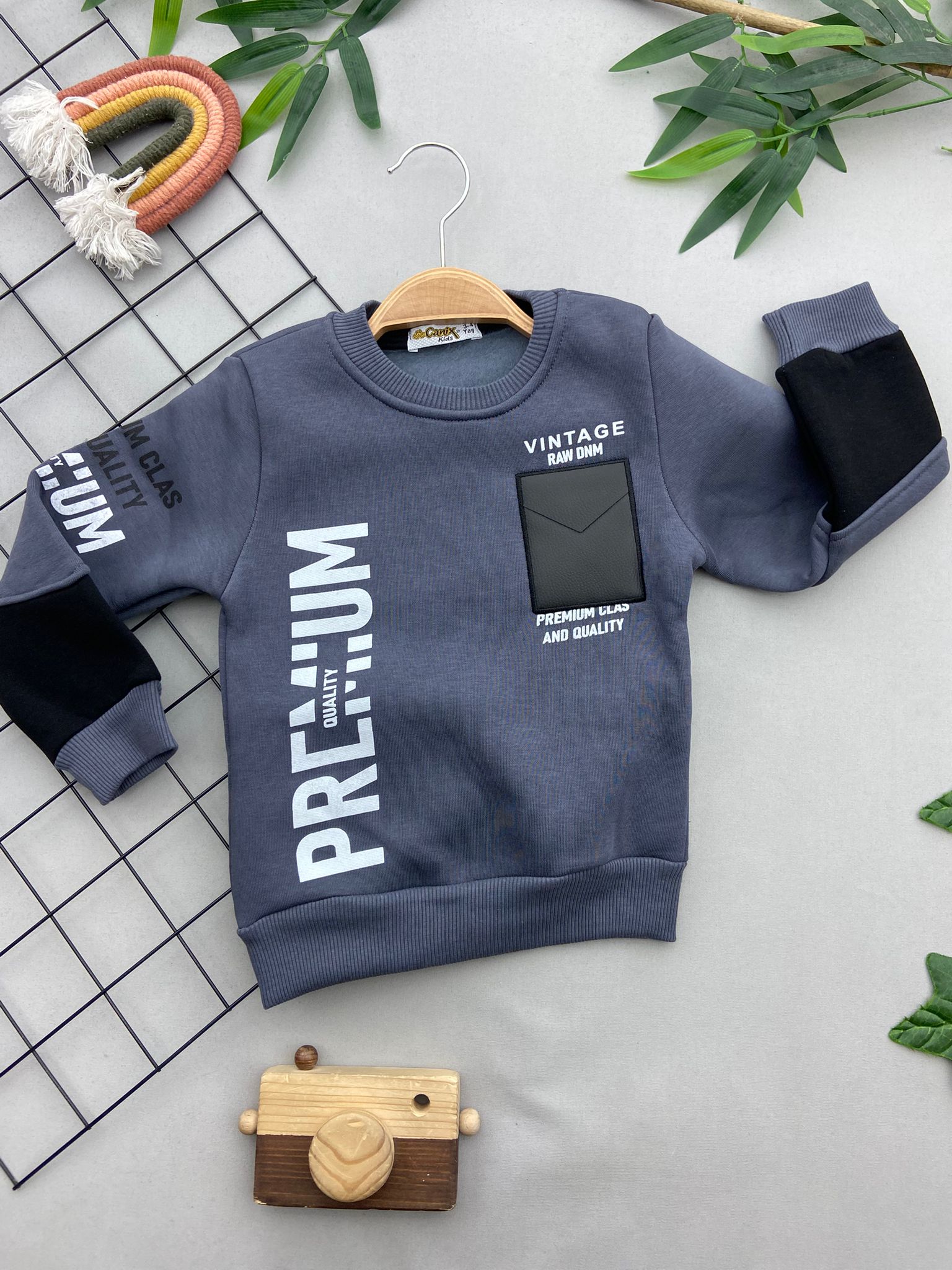 VINTAGE YAZILI ERKEK COCUK SWEAT