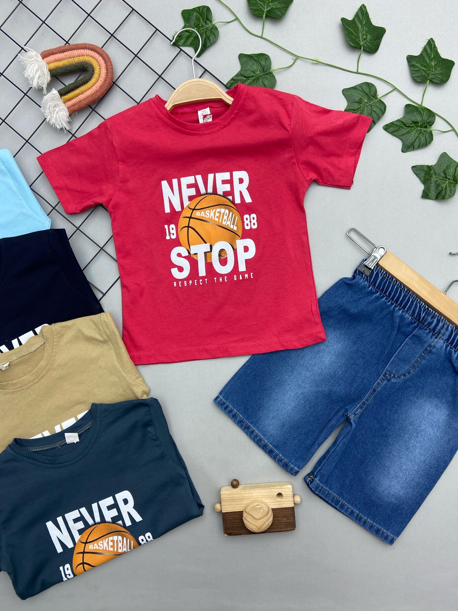 NEVER STOP YAZILI ERKEK ÇOCUK TAKIM