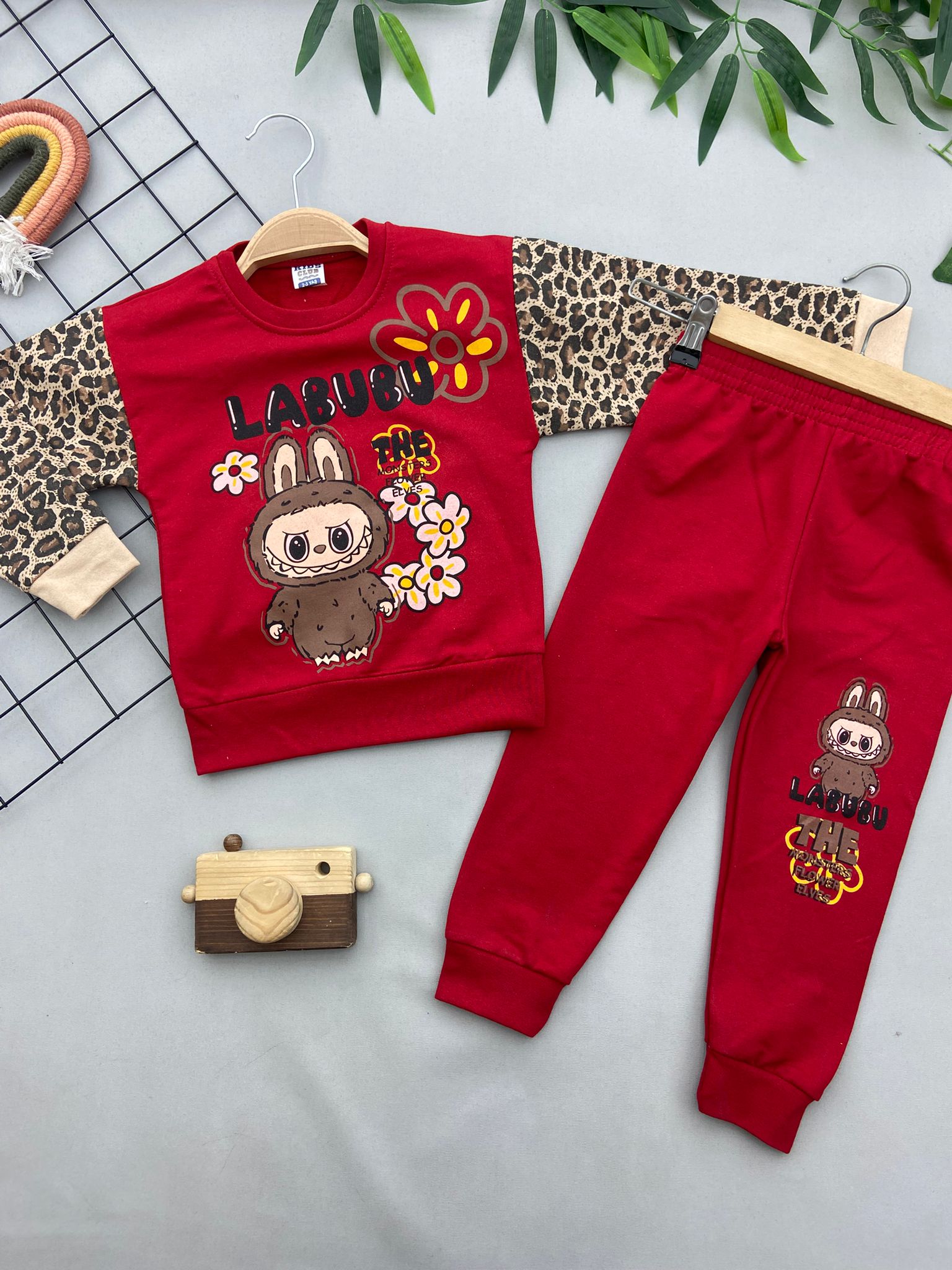 ⭐ LEOPAR LABUBU BASKILI KIZ COCUK TAKIM