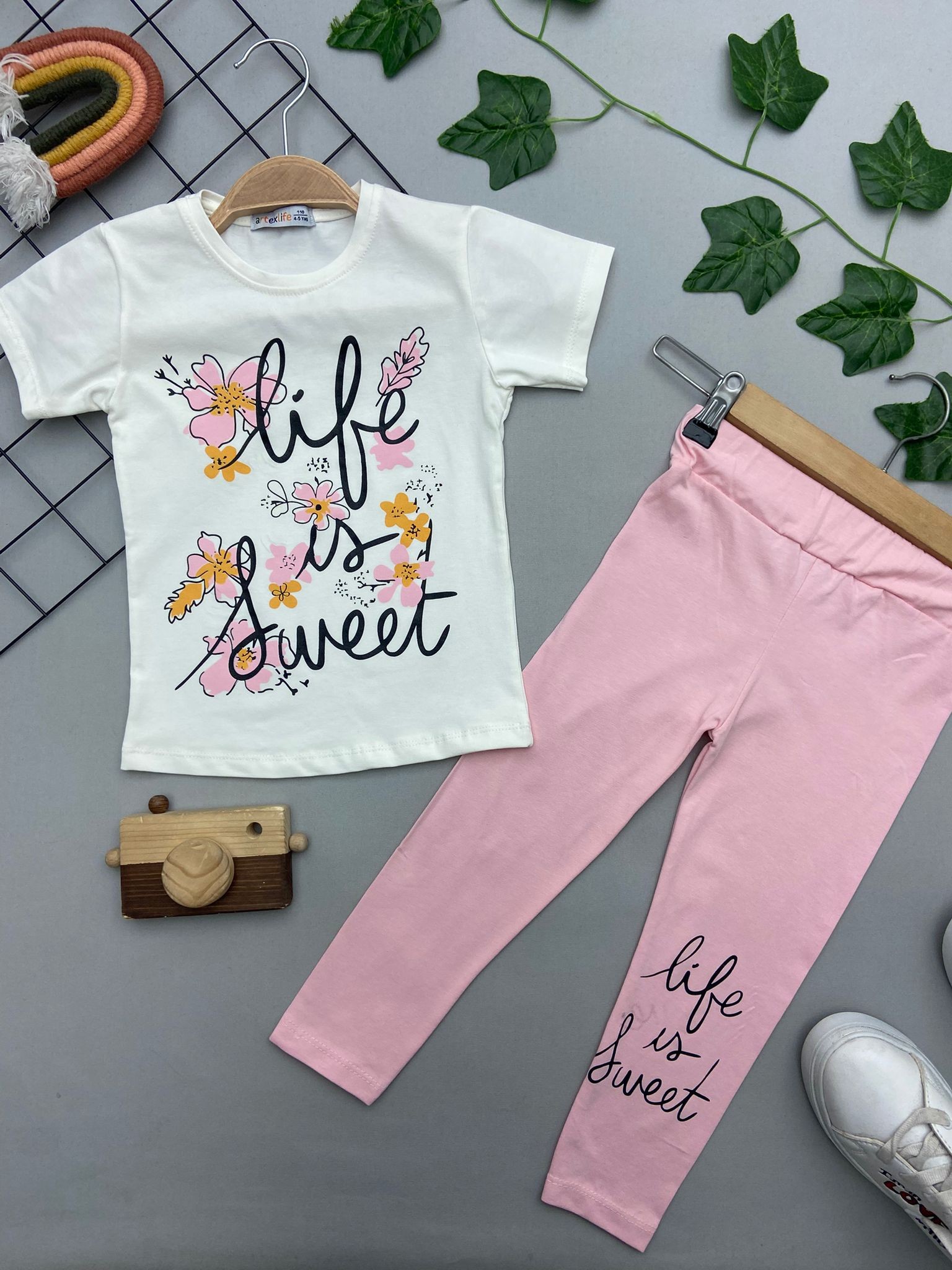 LITE IS SWEET YAZILI KIZ COCUK TAKIM