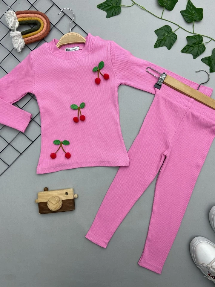 KIRAZ DETAYLI KIZ COCUK TAKIM