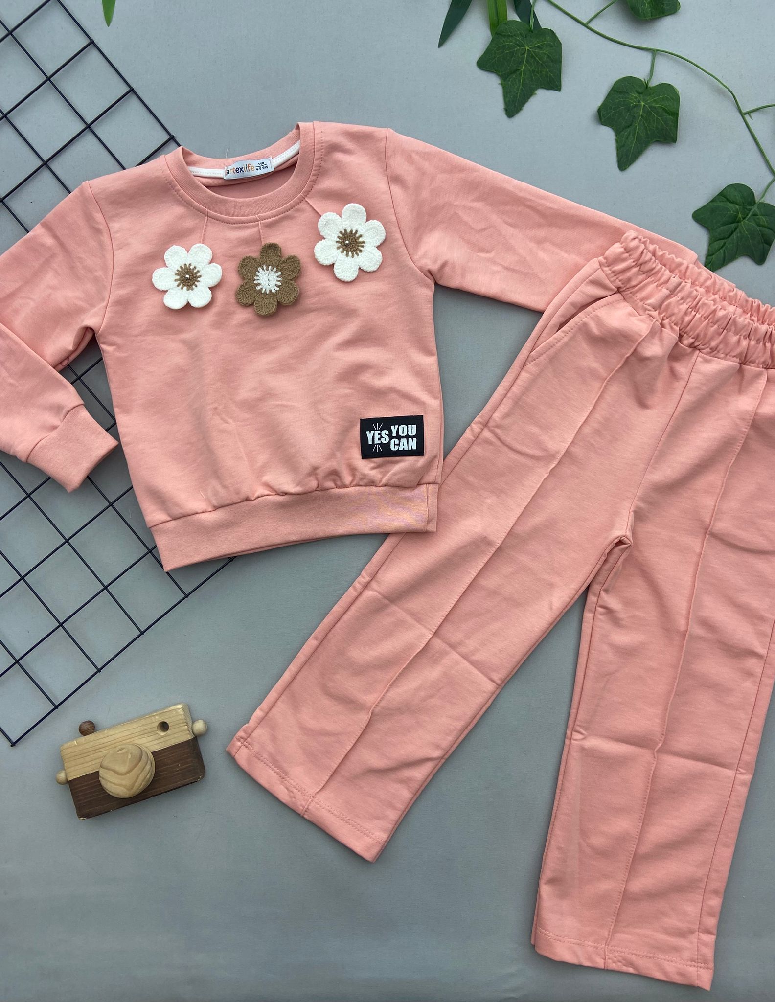 ⭐ YAKA ÇİÇEK DETAYLI KIZ COCUK TAKIMMMM