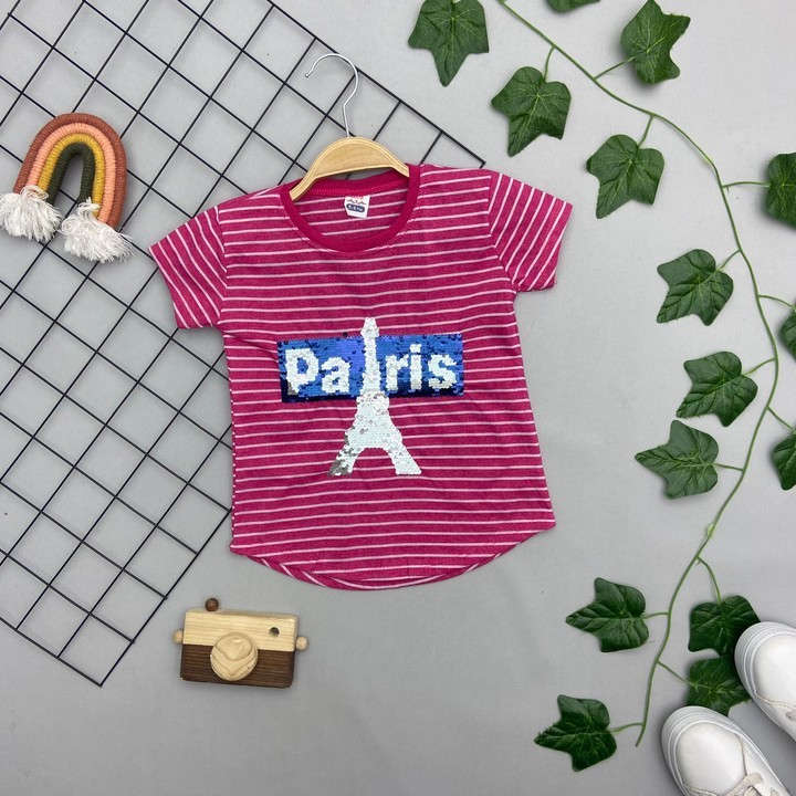 ⭐ PARİS BASKILI KIZ ÇOCUK TEK ÜSTT