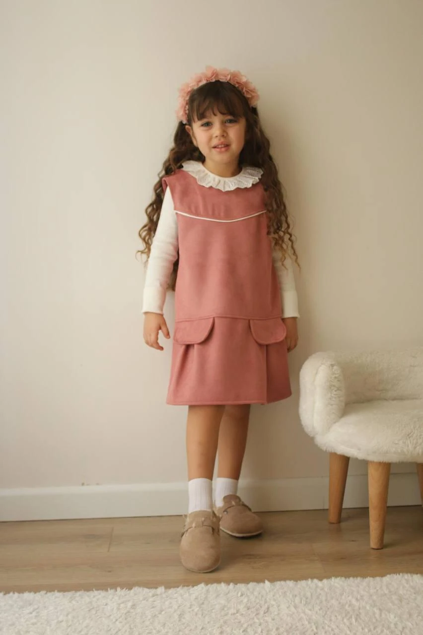 ÇİZGİ DETAYLI KIZ ÇOCUK ELBİSE