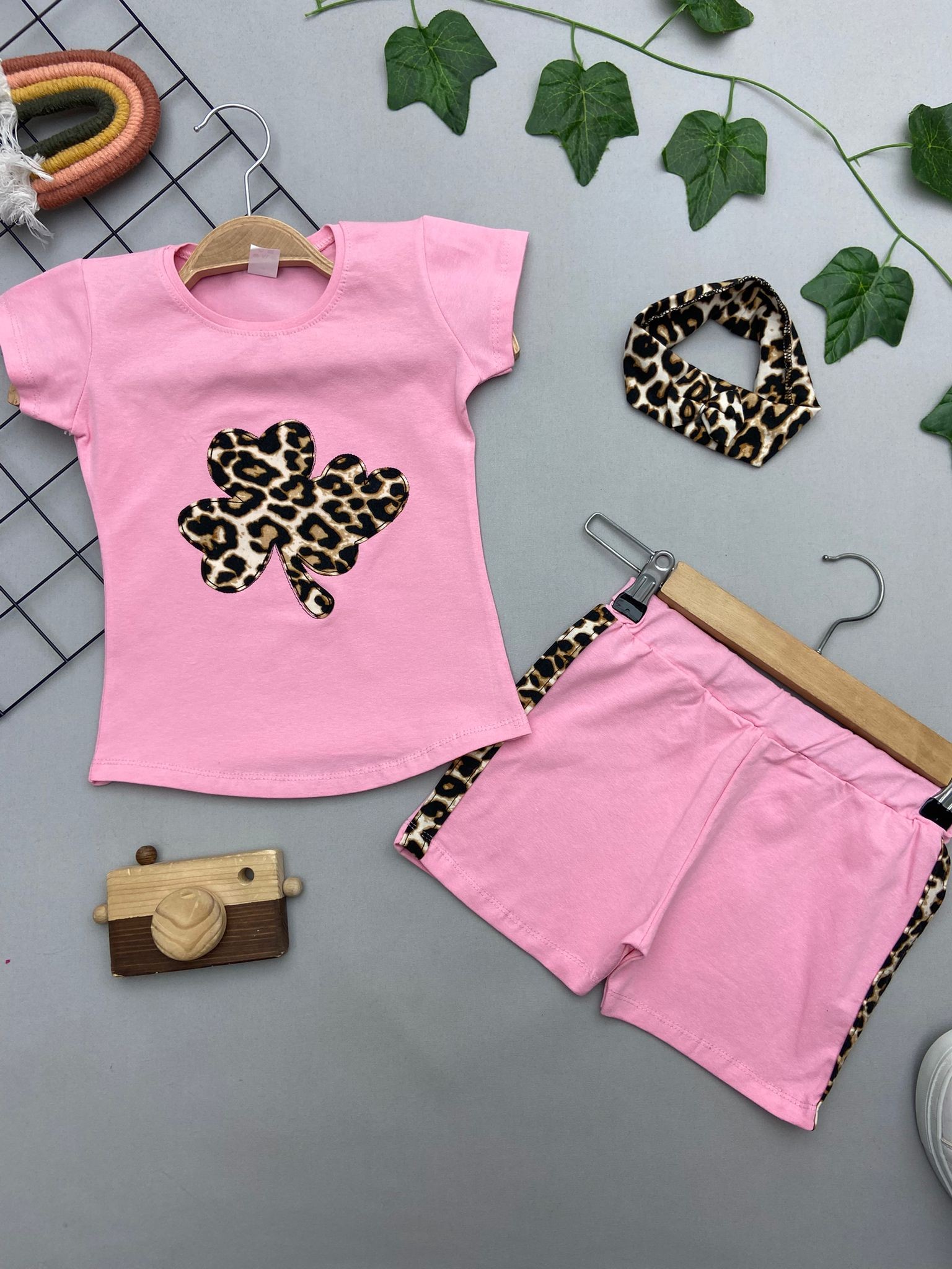 LEOPAR DESENLI KIZ COCUK TAKIM