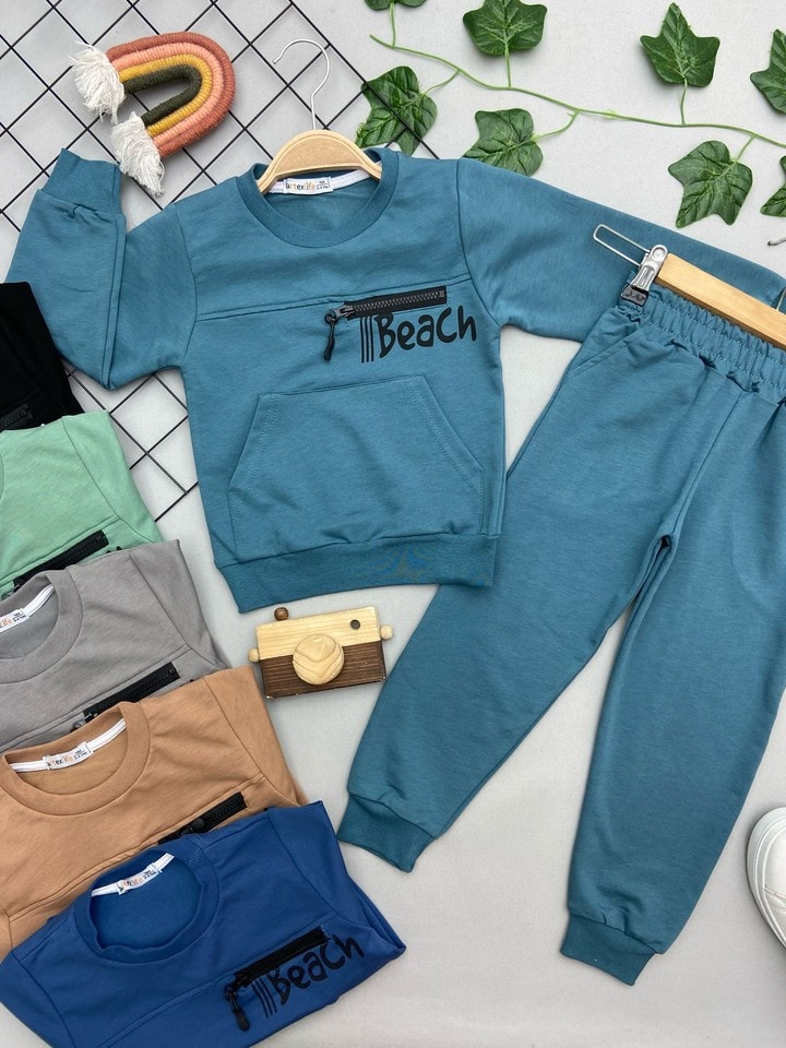 BEACH YAZILI ERKEK ÇOCUK TAKIM