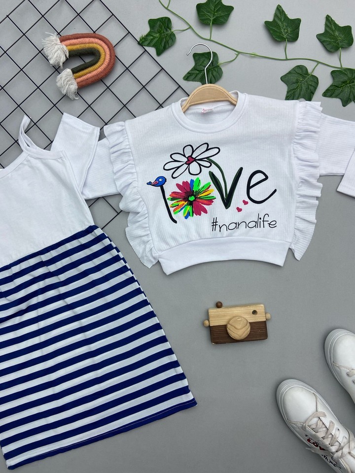 ⭐ LOVE YAZILI 2'Lİ KIZ ÇOCUK ELBİSE