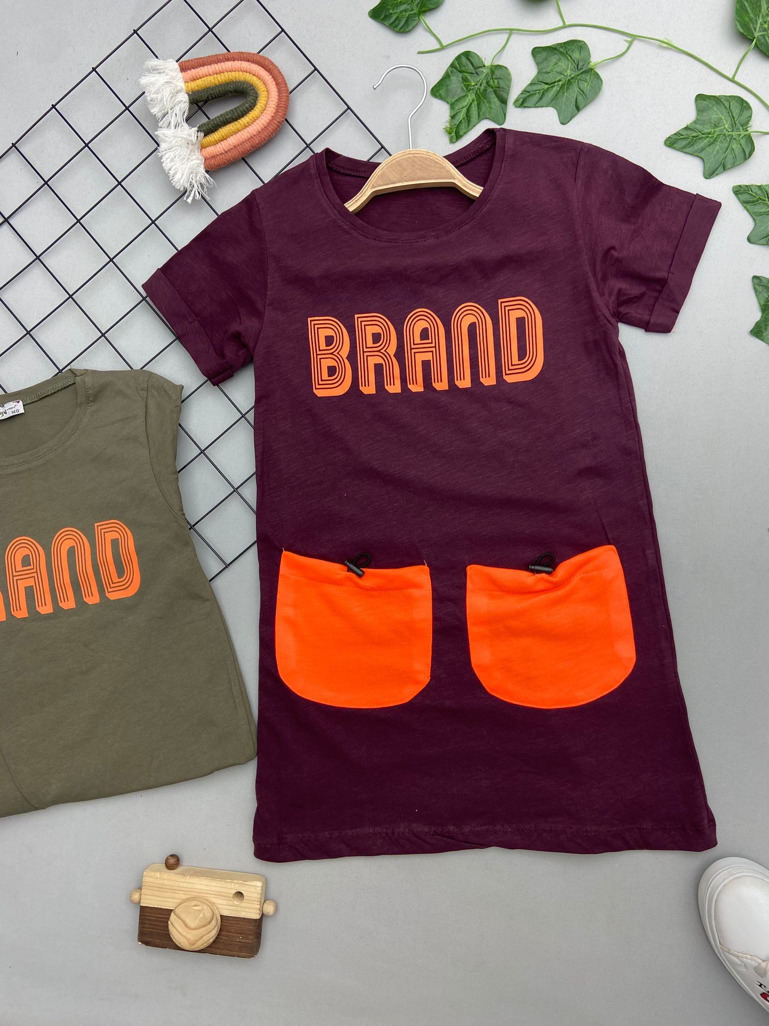 ⭐ BRAND YYAZILI KIZ COCUK ELBISE