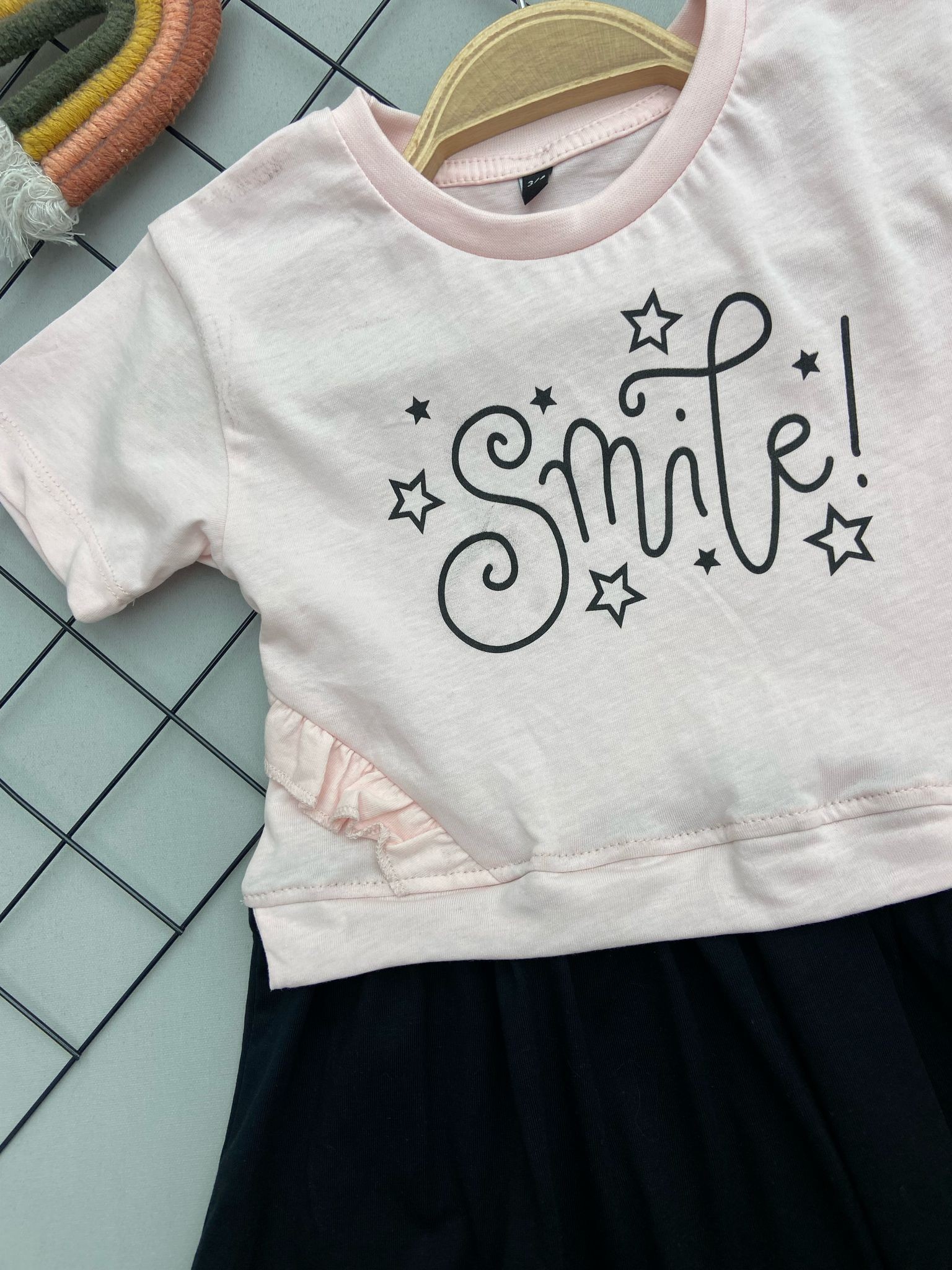 ⭐ SMİLE YAZILI KIZ ÇOCUK ELBİSE,