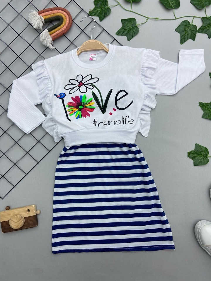 ⭐ LOVE YAZILI 2'Lİ KIZ ÇOCUK ELBİSE