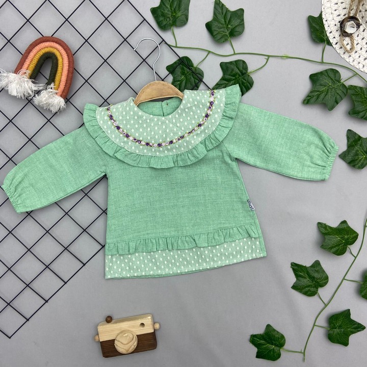 ⭐ ÇİÇEK DETAYLI KIZ BEBEK ELBİSESİ