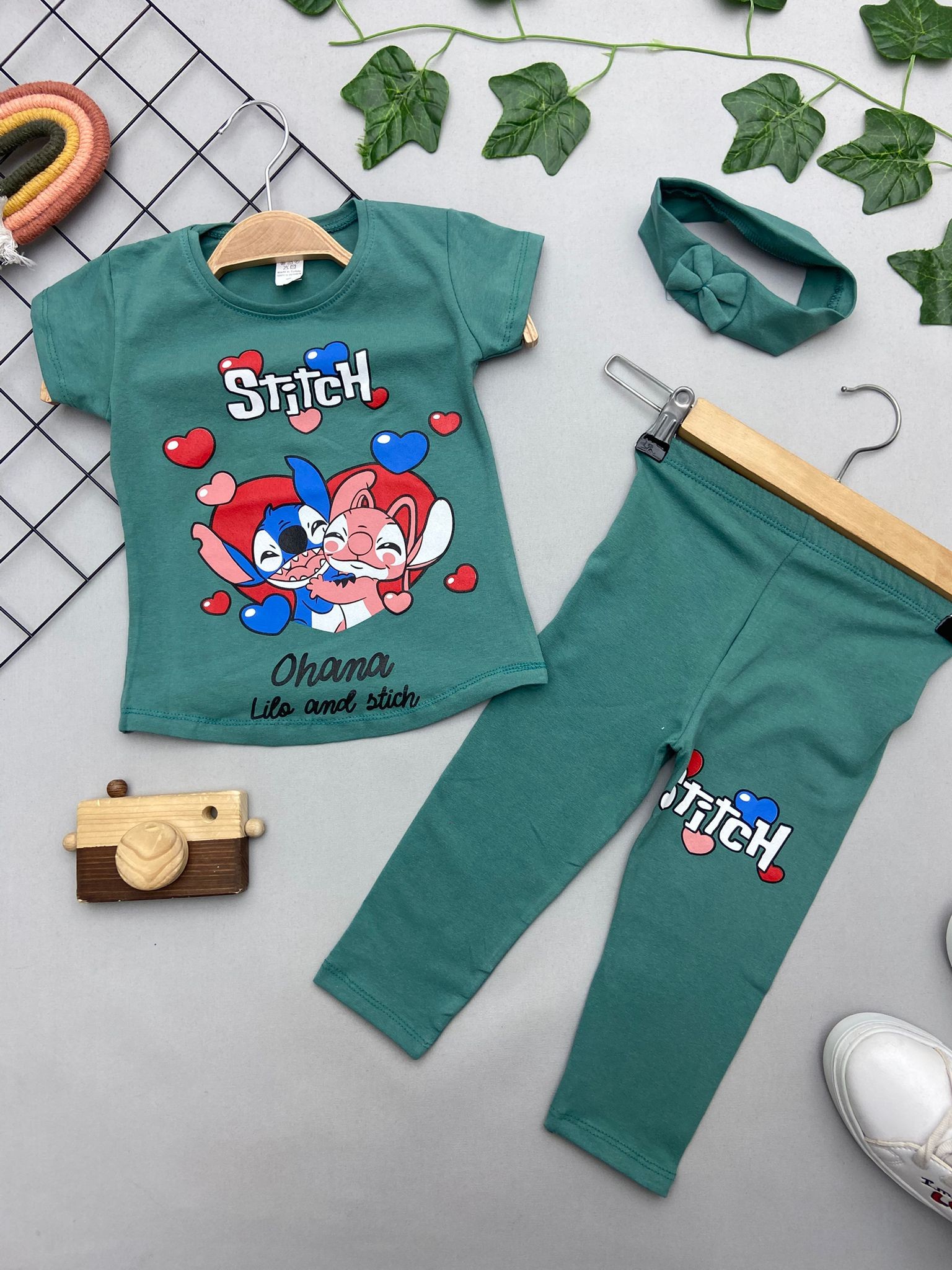 STITCH BASKILI KIZ COCUK TAKIM