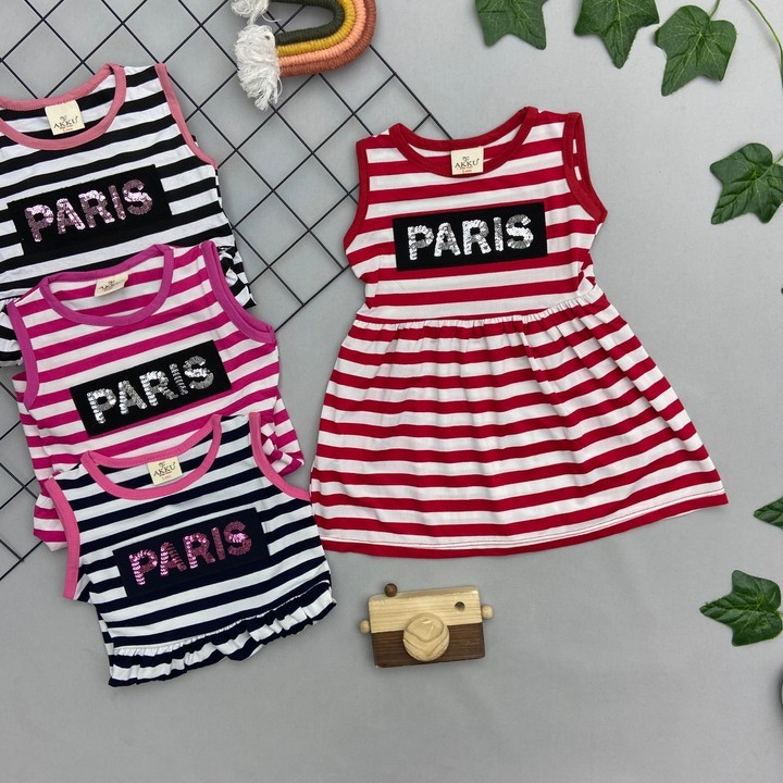 ⭐ PARİS YAZILI KIZ BEBEK ELBİSE