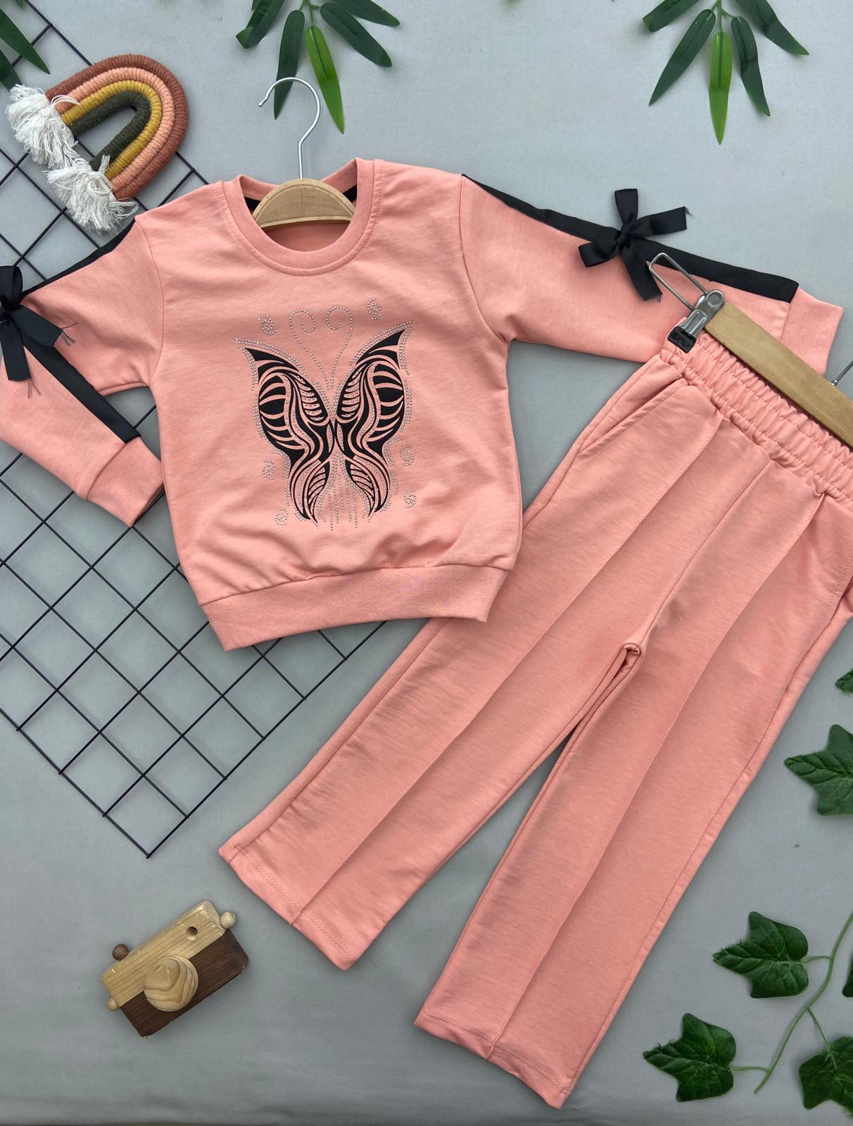 KELEBEK BASKILI KIZ COCUK TAKIM