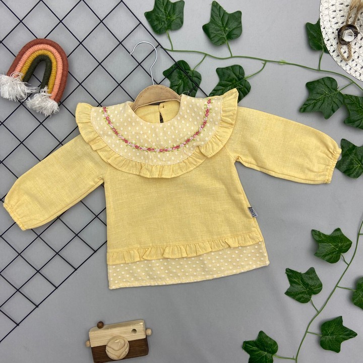 ⭐ ÇİÇEK DETAYLI KIZ BEBEK ELBİSESİ