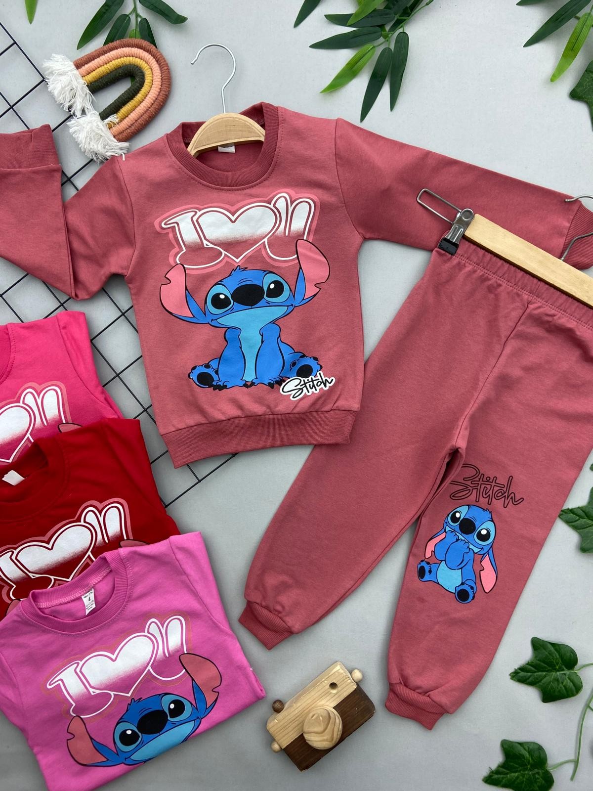 STITCH BASKILI KIZ COCUK TAKIM