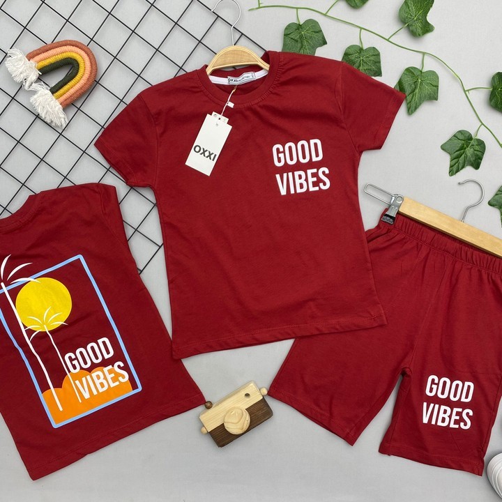 GOOD VİBES YAZILI ERKEK ÇOCUK TAKIM