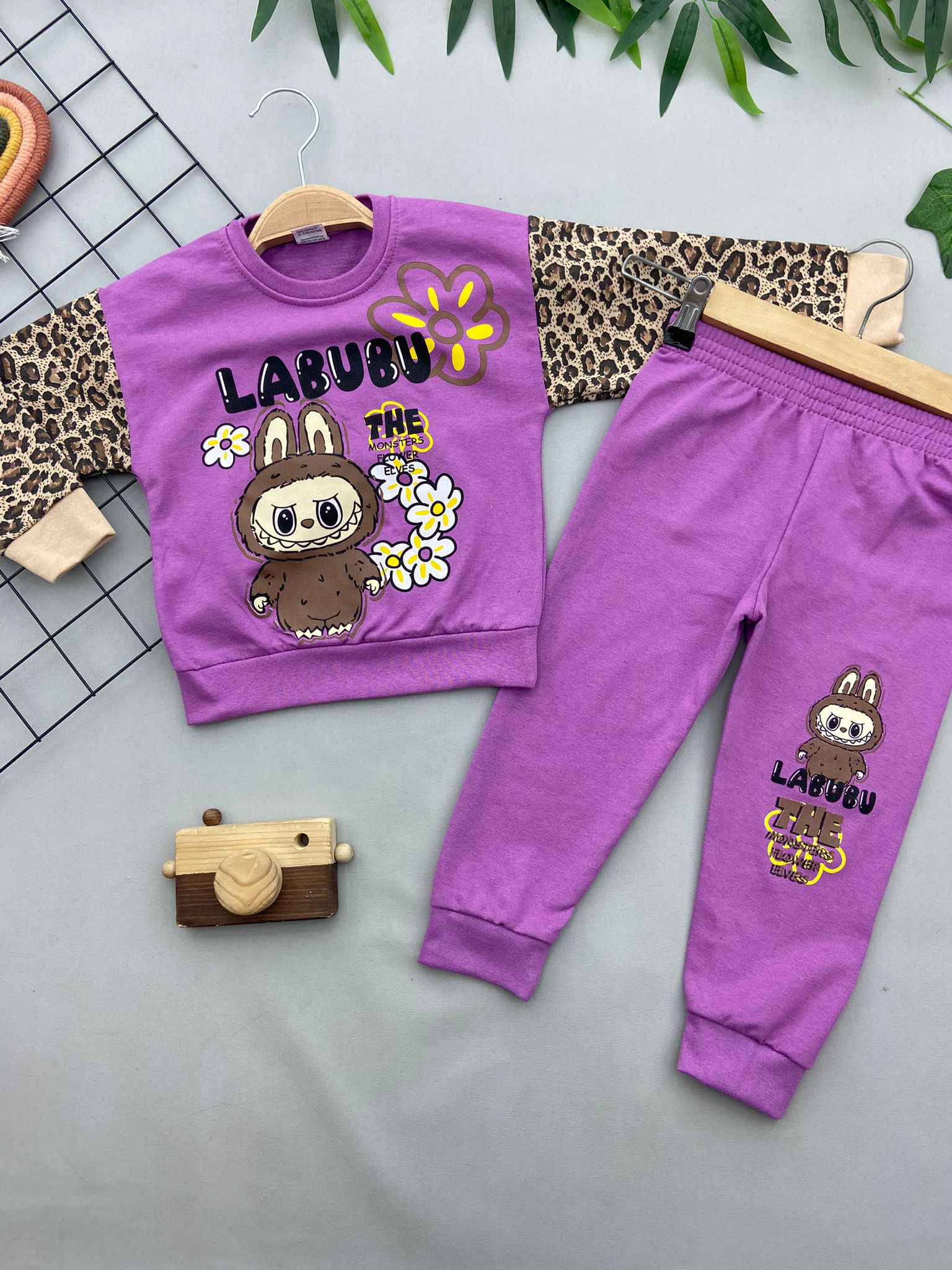 LEOPAR LABUBU BASKILI KIZ COCUK TAKIM