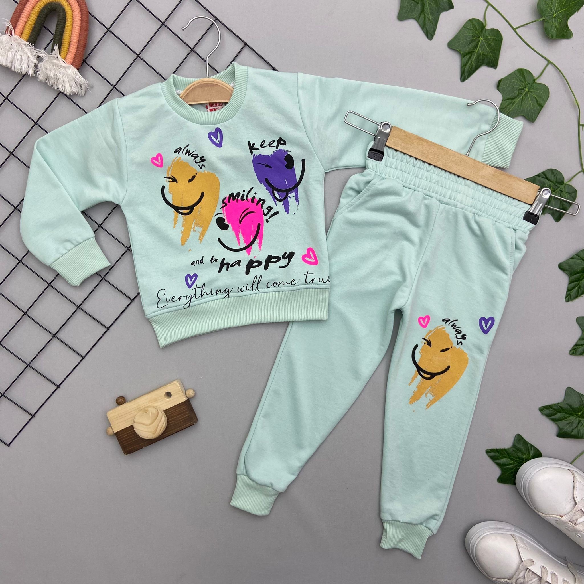 ⭐EMOJİ BASKILI KIZ ÇOCUK TAKIM
