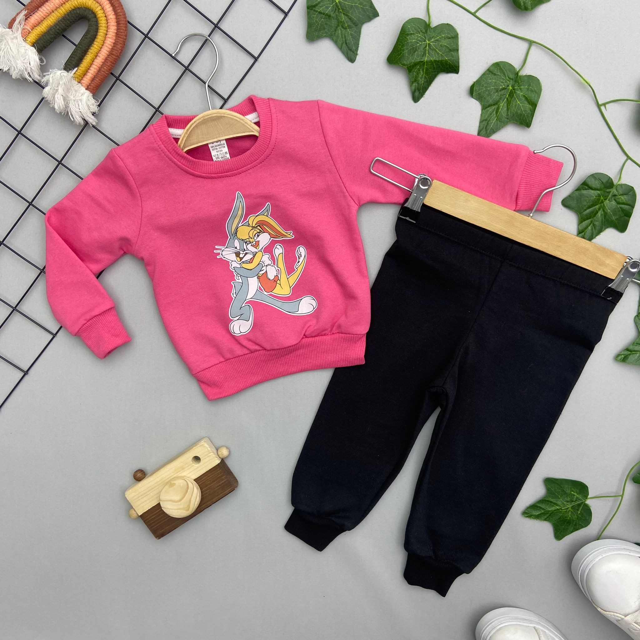 ⭐ TAVŞAN BASKILI KIZ BEBEK TAKIM 