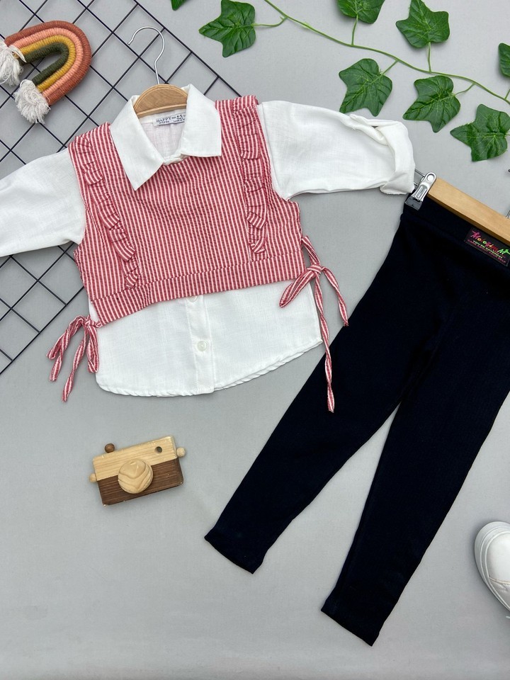 ⭐ CROP FIRFIR DETAYLI KIZ ÇOCUK TAKIM