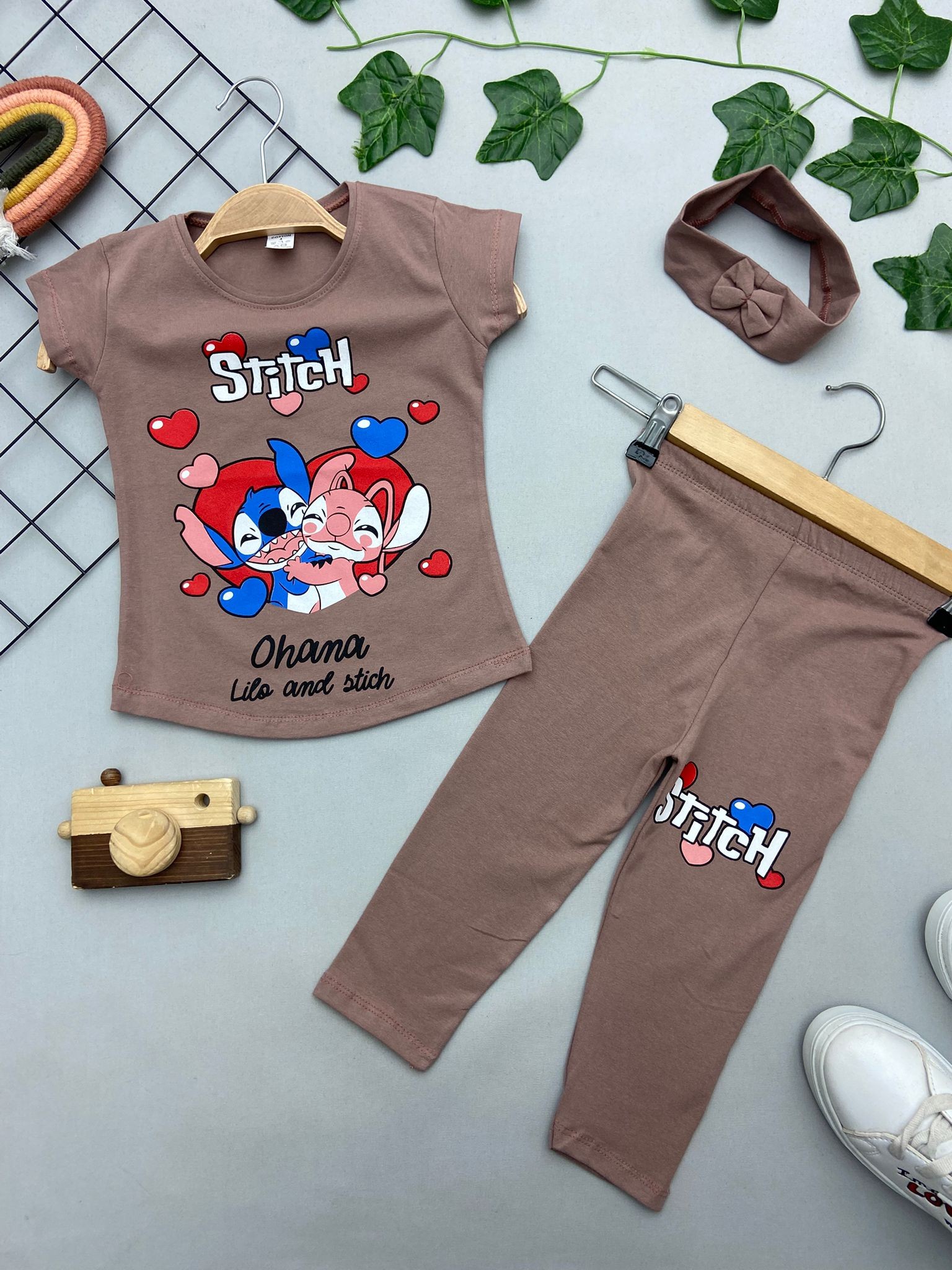 STITCH BASKILI KIZ COCUK TAKIM