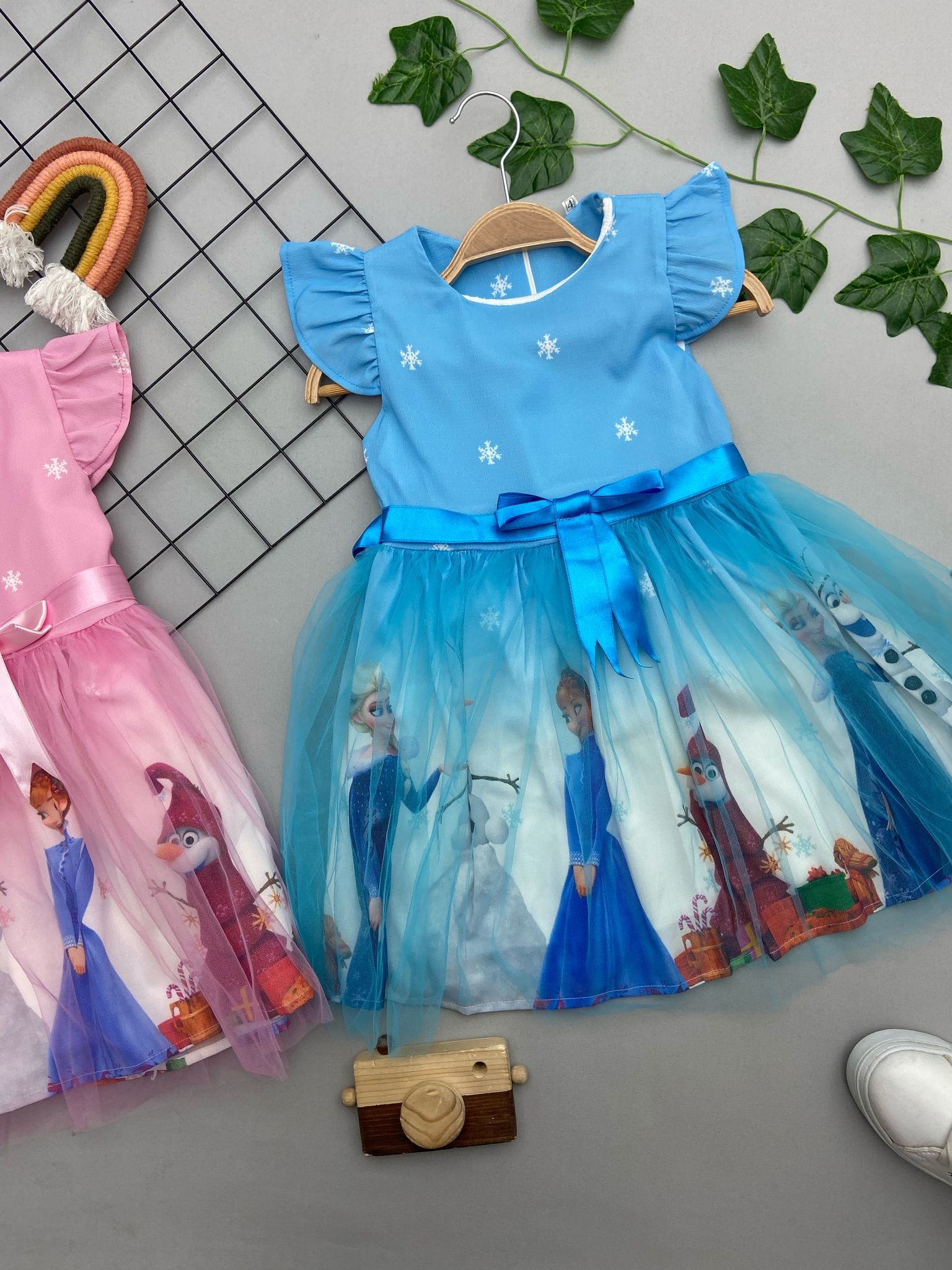 ELSA BASKILI KIZ COCUK ELBISE