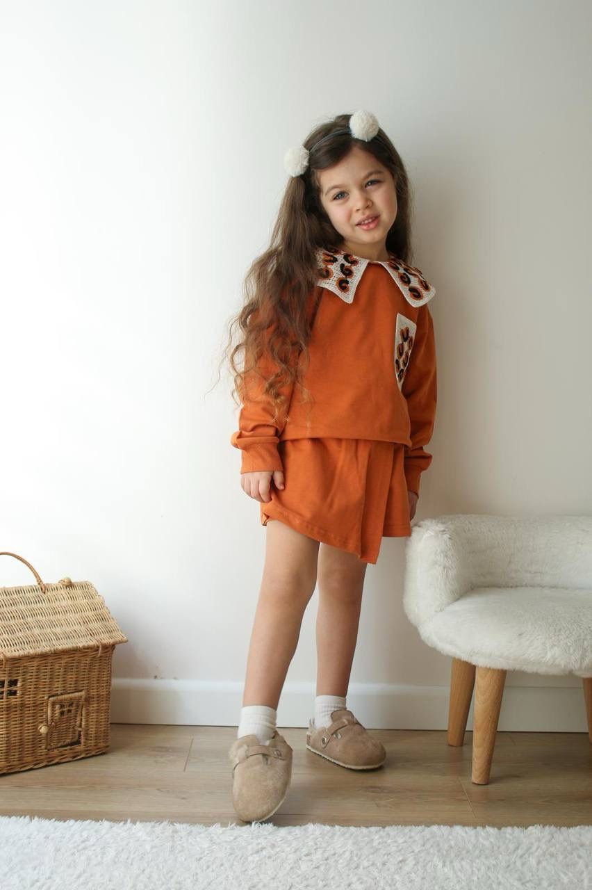 ÖRGÜ İŞLEME DETAYLI KIZ ÇOCUK TAKIM