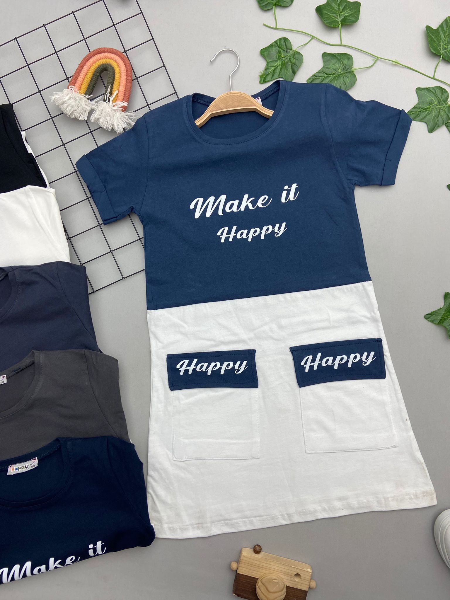 MAKE IT HAPPY YAZILI KIZ COCUK ELBISE