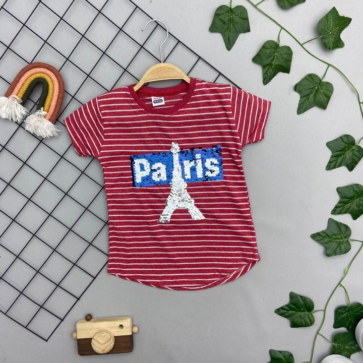 ⭐ PARİS BASKILI KIZ ÇOCUK TEK ÜSTT