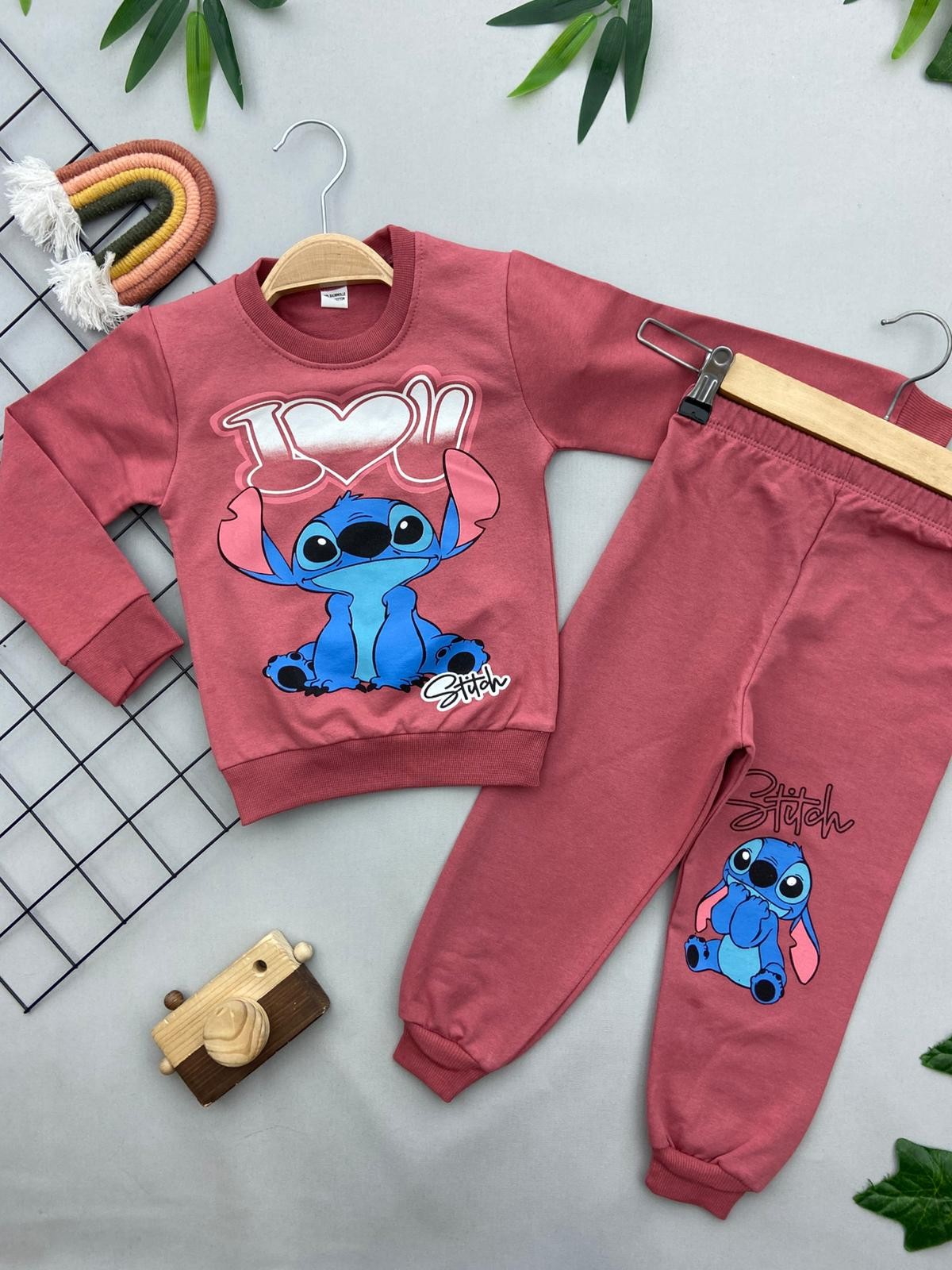 STITCH BASKILI KIZ COCUK TAKIM
