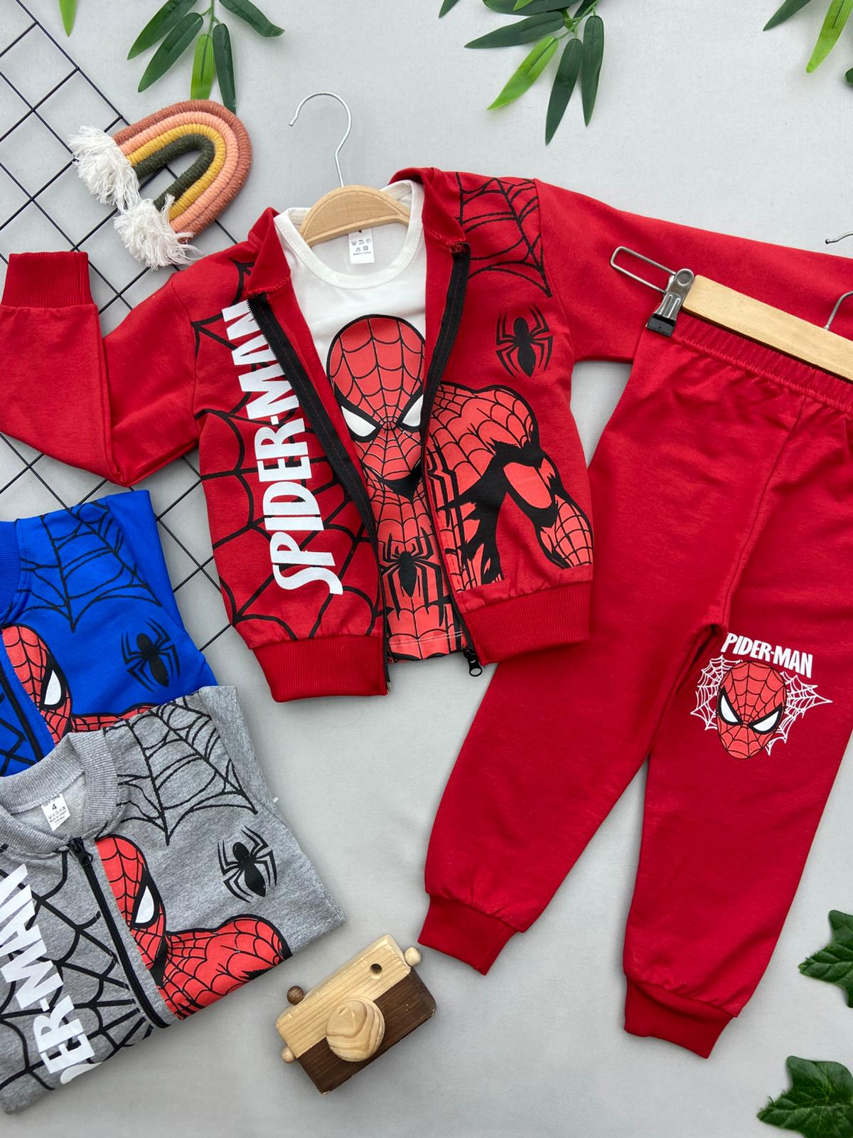 SPIDERMAN YAZILI 3'LU ERKEK COCUK TAKIM