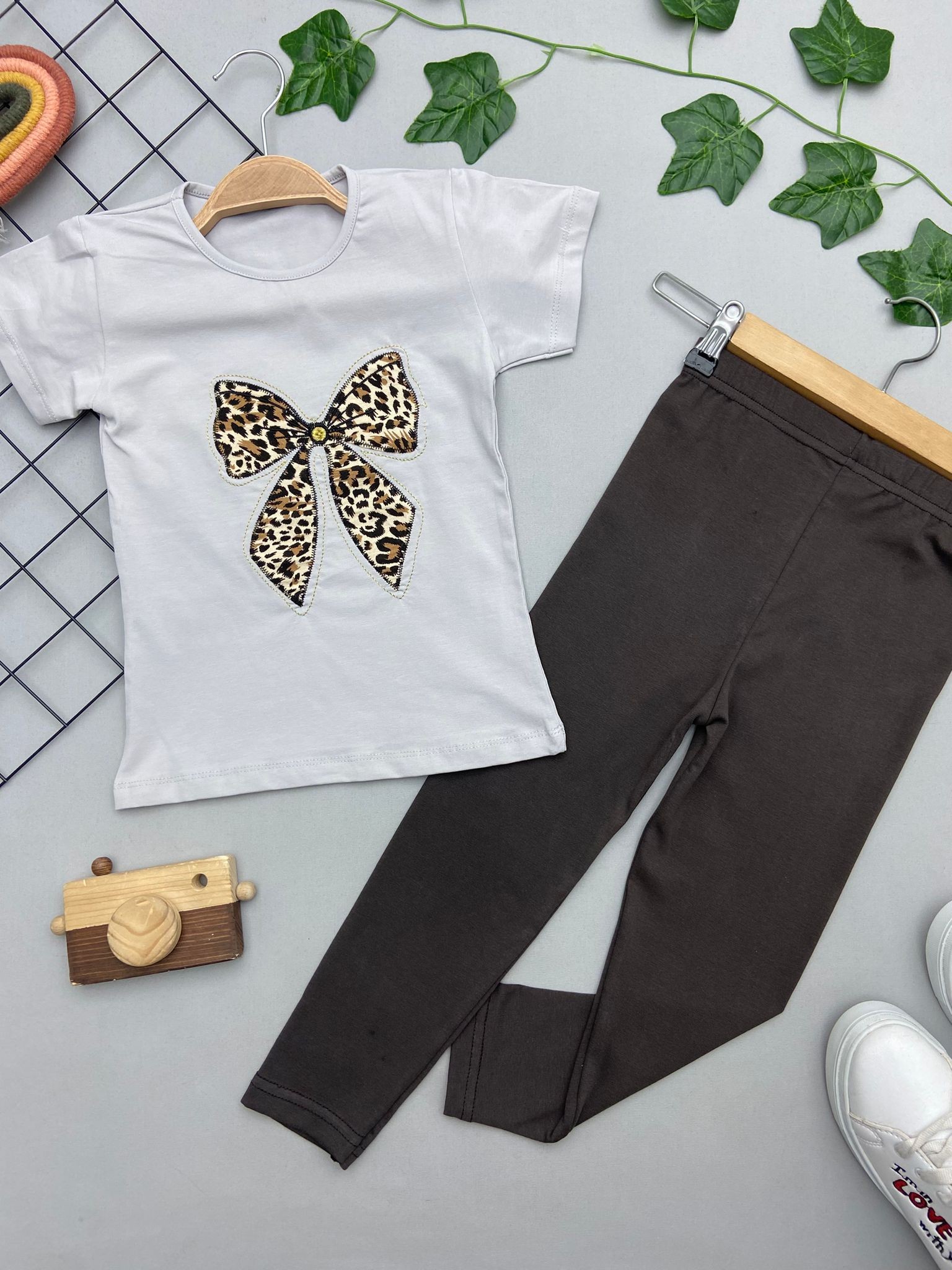⭐ LEOPAR KURDALE BASKILI KIZ COCUK TAKIM