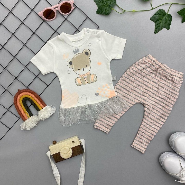 ⭐ AYICIK BASKILI KIZ BEBEK TAKIM