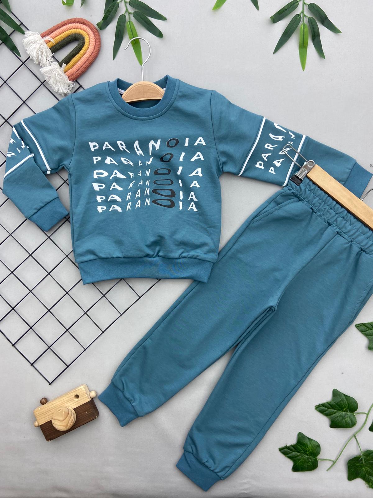 YAZI DETAYLI ERKEK COCUK TAKIM