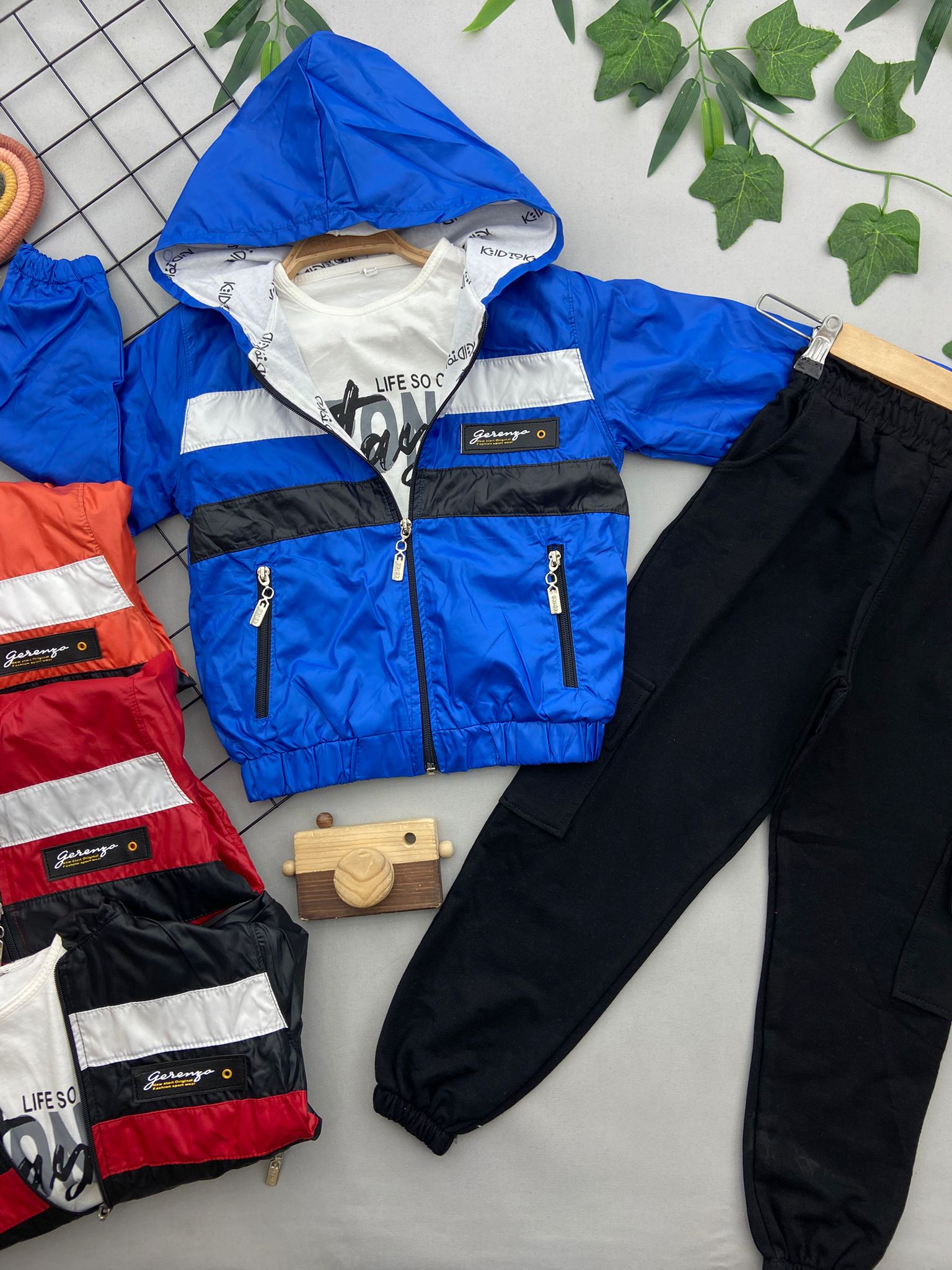 GOGUS YAZI DETAYLI 3'LU ERKEK COCUK TAKIM