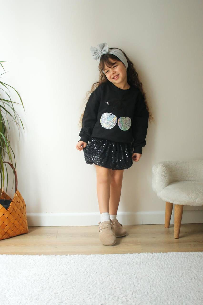 PUL KİRAZ DETAYLI KIZ ÇOCUK TAKIM