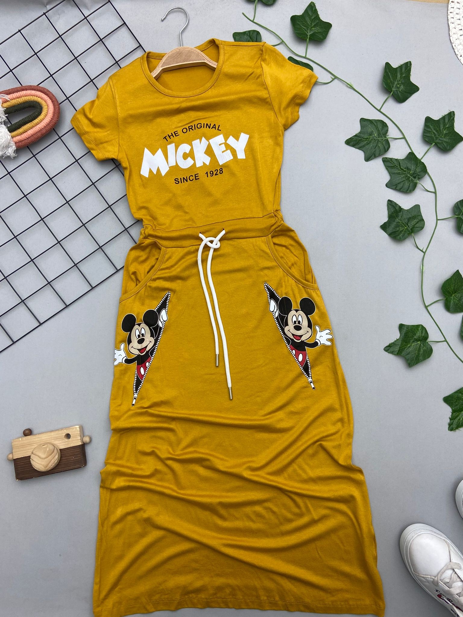 CEP MICKEY DETAYLI KIZ COCUK ELBISE