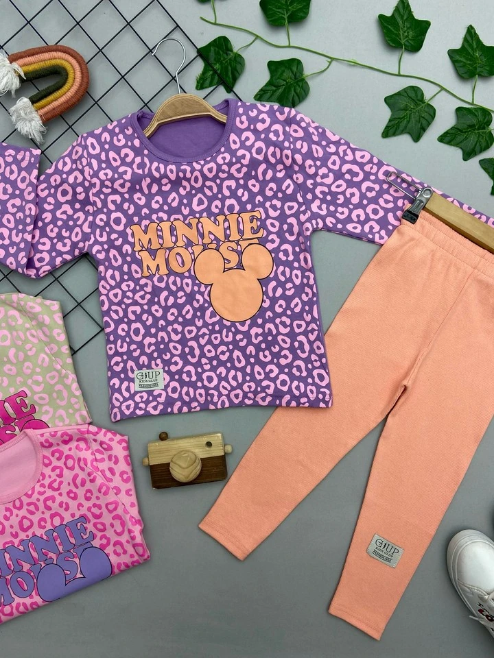 MINNIE MOUSE YAZILI KIZ COCUK TAKIM
