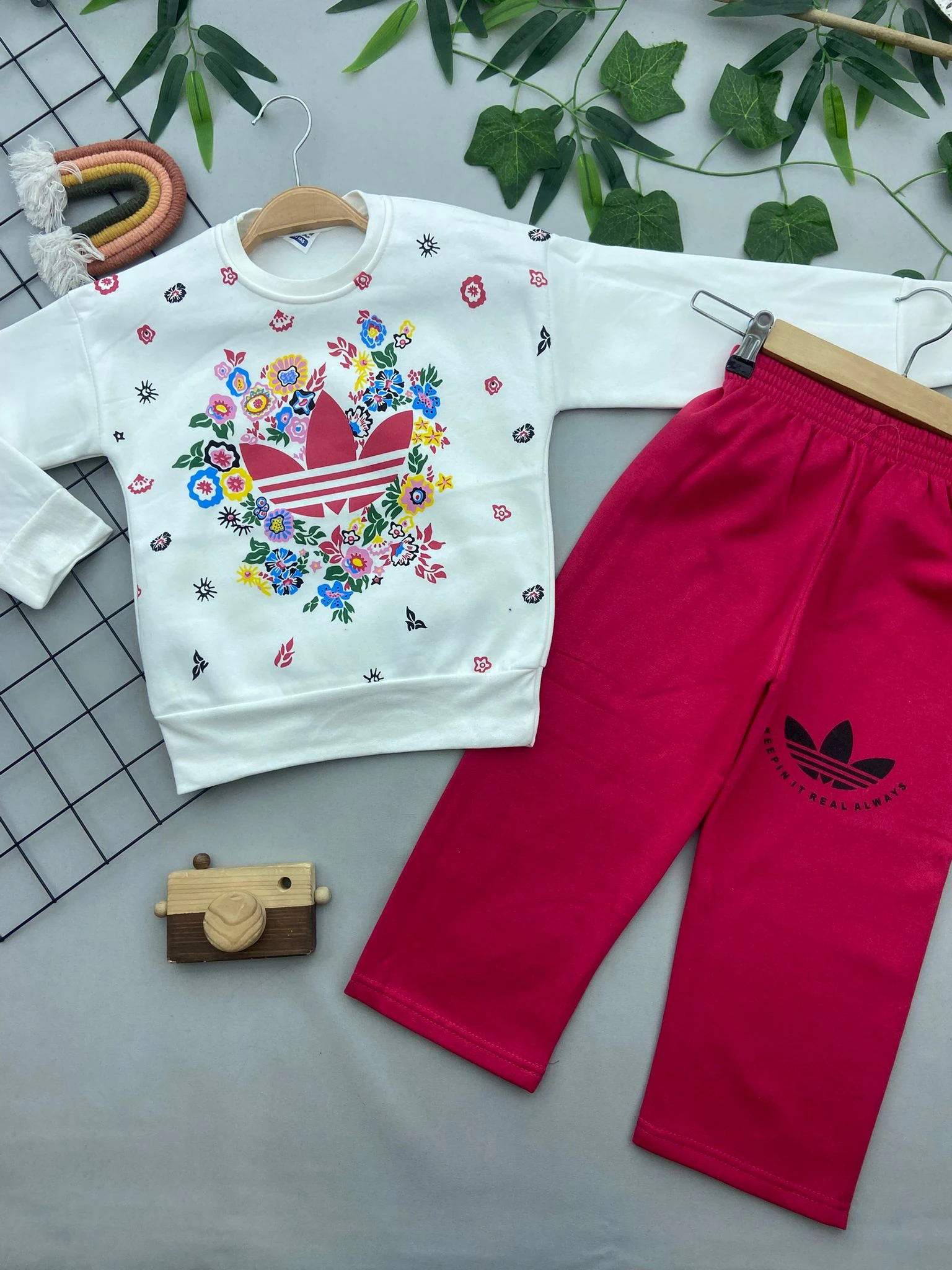 ARMA ÇICEK BASKILI KIZ COCUK TAKIM