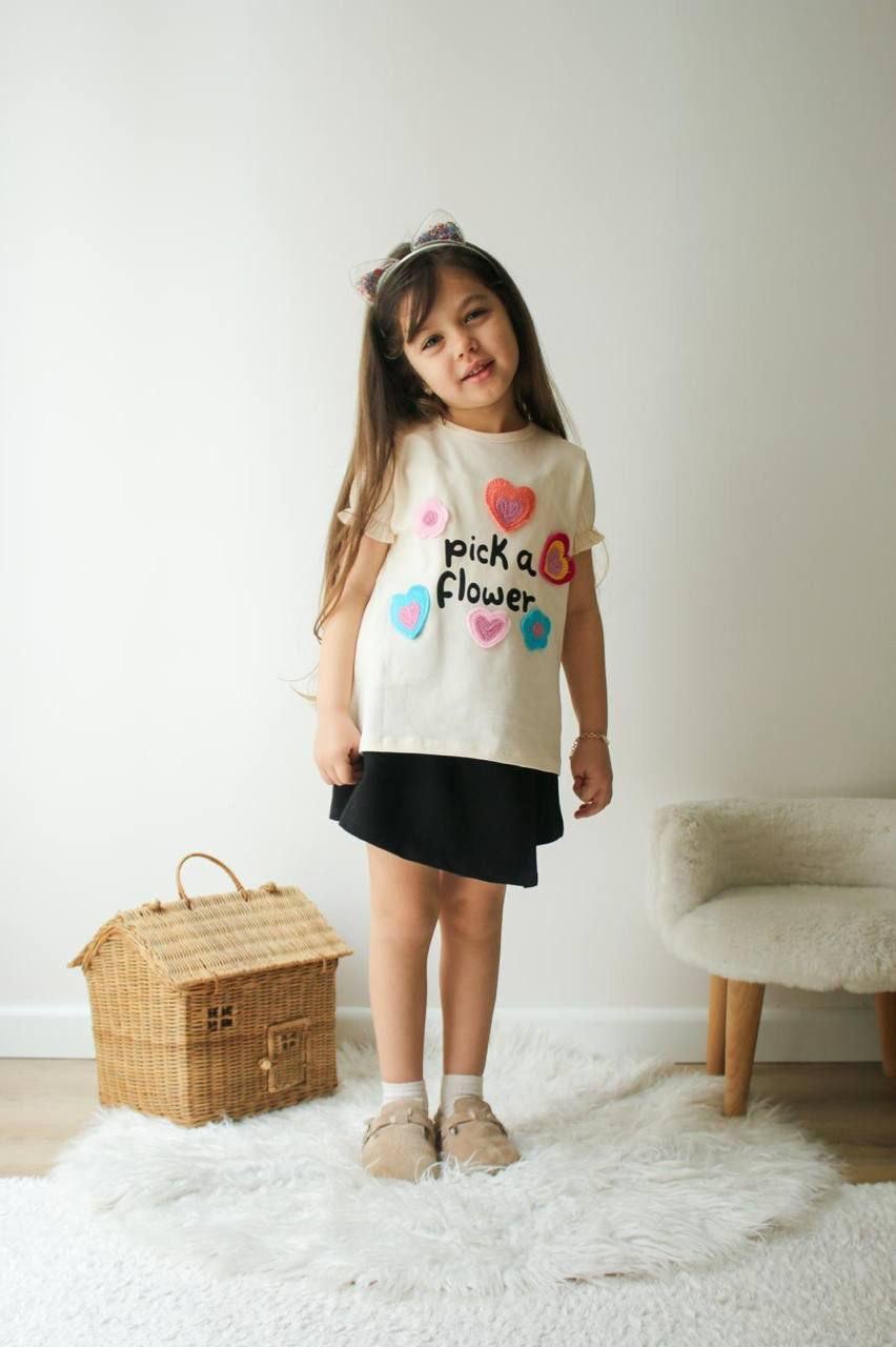 ⭐ PİCK A FLOWER YAZILI KIZ ÇOCUK TAKIM