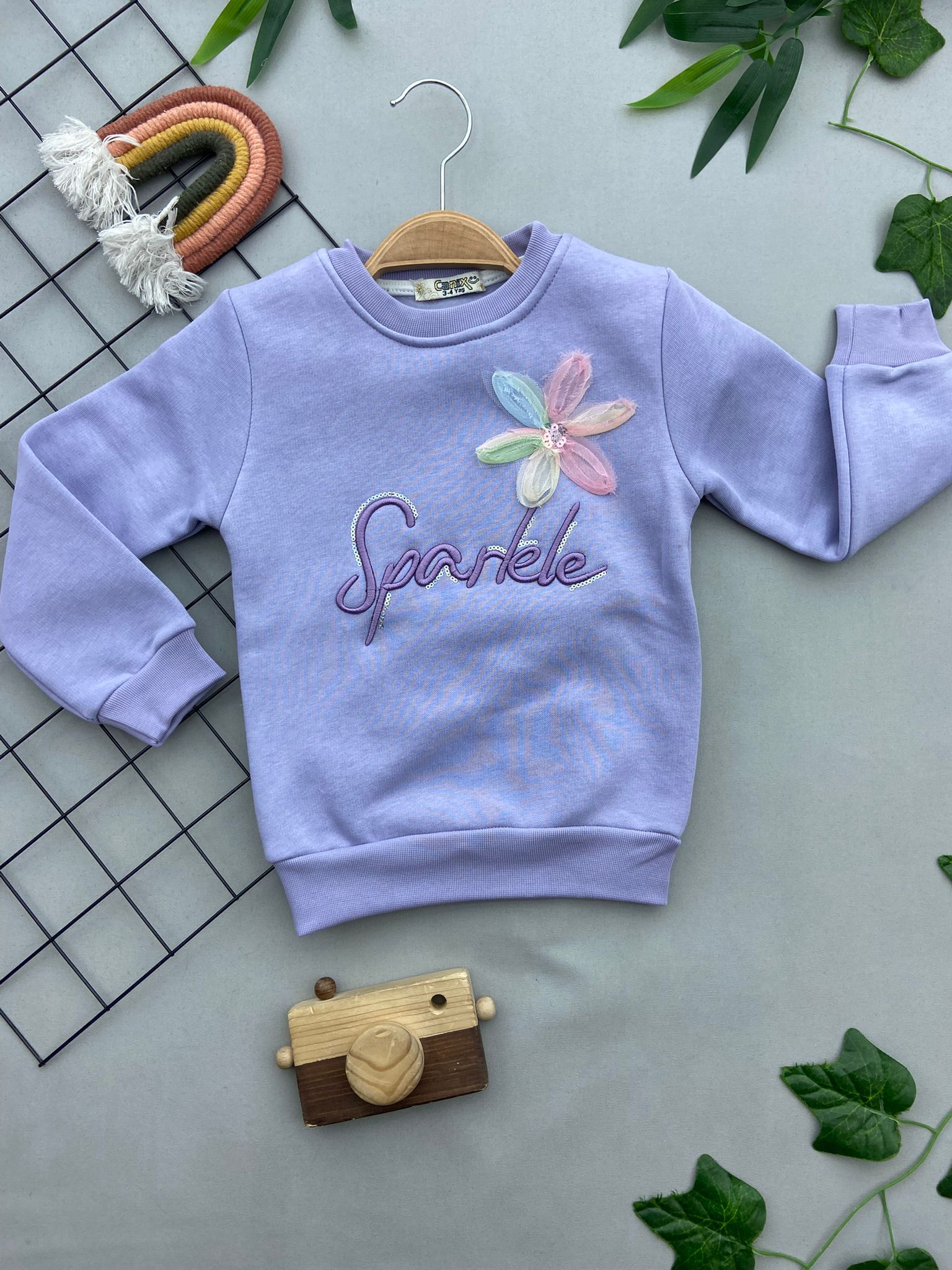 CICEK DETAYLI KIZ COCUK SWEATSHIRT